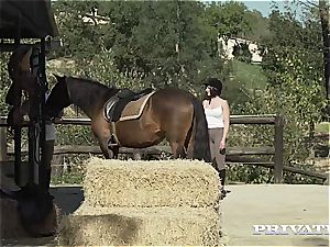 horse Rider Yasmin Scott rides a dangled Stallion